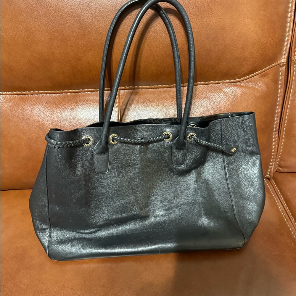 Cole Haan Elegant Black Leather Tote Bag